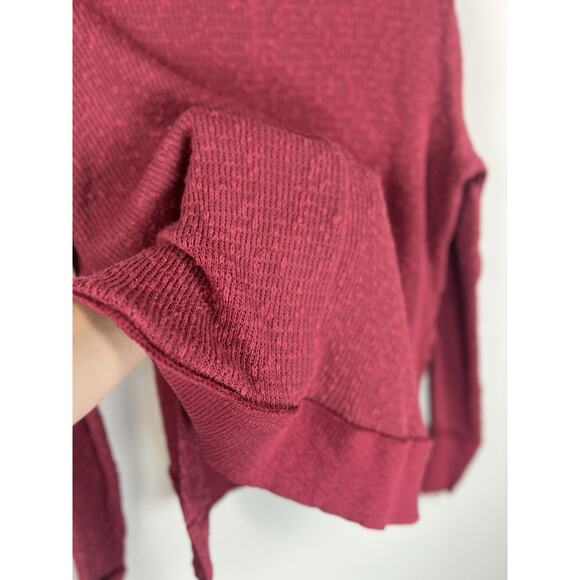 Free People We The Free Waffle Knit Turtleneck Sweater Side Slit Muted Red XS - Picture 11 of 12